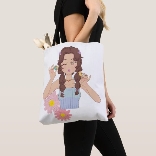  meisje esthetisch | Schattigee make-upillustratie Tote Bag (Dichtbij)
