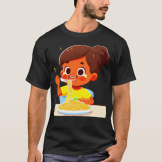 Meisje eten spaghetti - 2 t-shirt