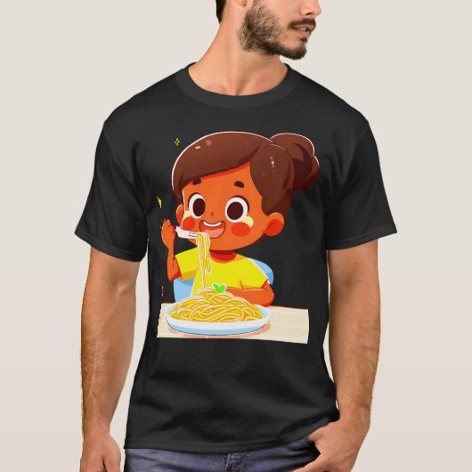 Meisje eten spaghetti - 2 t-shirt (Voorkant)