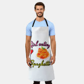 Meisje eten spaghetti schort (Gedragen)