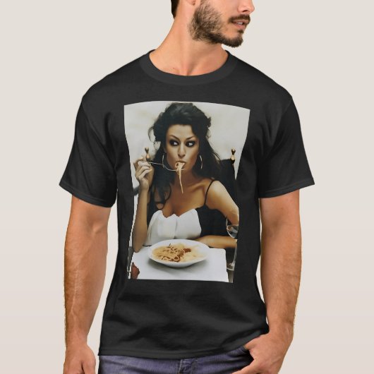 Meisje eten spaghetti - Sophia Loren T-shirt (Voorkant)