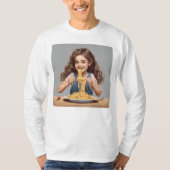 Meisje eten spaghetti t-shirt (Voorkant)