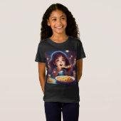 Meisje eten spaghetti t-shirt (Voorkant volledig)