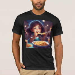 Meisje eten spaghetti t-shirt
