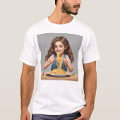 Meisje eten spaghetti t-shirt (Voorkant)