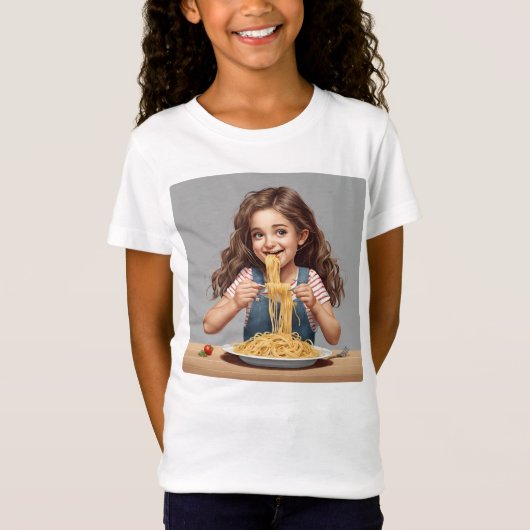 Meisje eten spaghetti t-shirt (Voorkant)