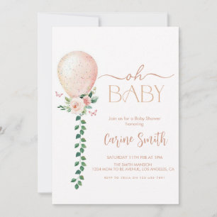 Meisje Eucalyptus Groene Ballon Baby Shower Kaart