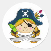 Meisje Eyepatch Pirate Sticker (Voorkant)