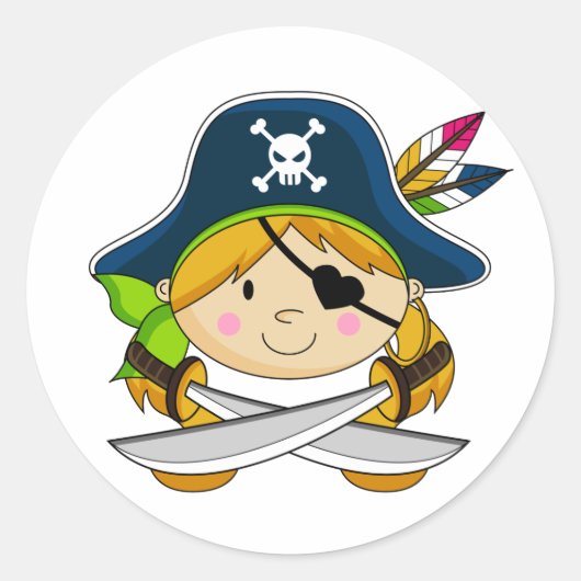 Meisje Eyepatch Pirate Sticker (Voorkant)