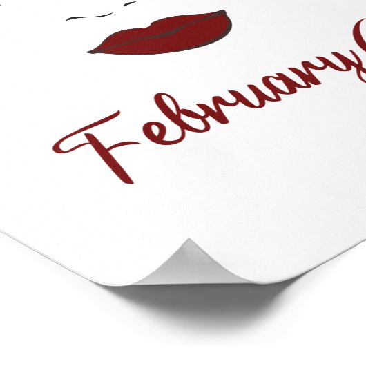 Meisje Eyes Cute Red Lips Wink Birthday Poster (Hoek)