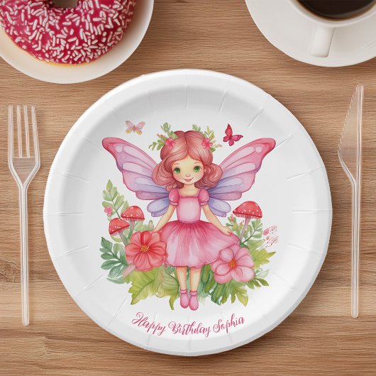 Meisje Fairy Eerste Verjaardagsfeestje Schattigee  Papieren Bordje