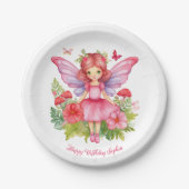 Meisje Fairy Eerste Verjaardagsfeestje Schattigee  Papieren Bordje (Voorkant)