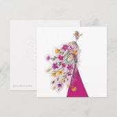 Meisje Fairy in Bloemen Jurk Mode Illustratie Kaart (Voorkant / Achterkant)