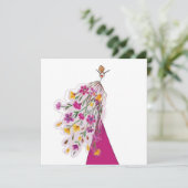 Meisje Fairy in Bloemen Jurk Mode Illustratie Kaart (Staand voorkant)