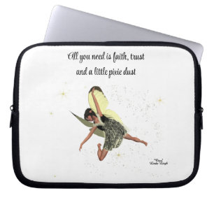 Meisje fee met gele vleugels citaat laptop Hoesje Sleeve