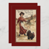 meisje feest Thanksgiving Feestdagenkaart (Voorkant / Achterkant)