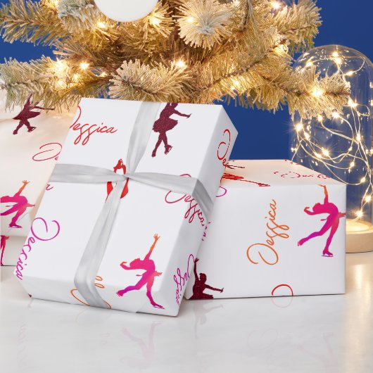Meisje figuur schaatsen schaatsen naam overal cadeaupapier (Feestdagen)