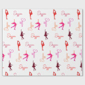 Meisje figuur schaatsen schaatsen naam overal cadeaupapier (Vlak)