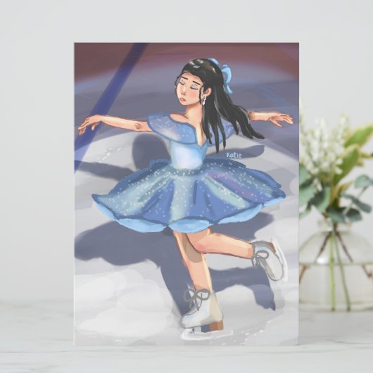 Meisje figuur skater handgetrokken digitale kunst  (Staand voorkant)