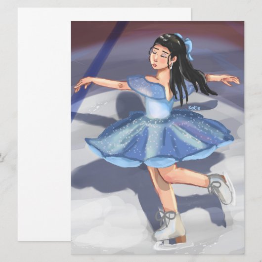 Meisje figuur skater handgetrokken digitale kunst  (Voorkant / Achterkant)