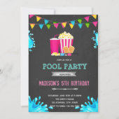 Meisje film zwembad feest uitnodiging (Voorkant)