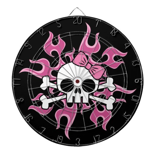 Meisje Flaming Skull Dartbord (Voorkant)