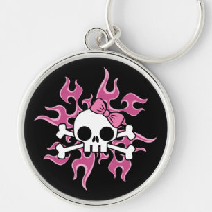 Meisje Flaming Skull Sleutelhanger