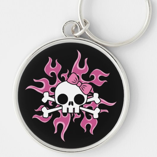 Meisje Flaming Skull Sleutelhanger (Voorkant)
