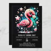 Meisje Flamingo Custom Verjaardag Kaart (Voorkant / Achterkant)