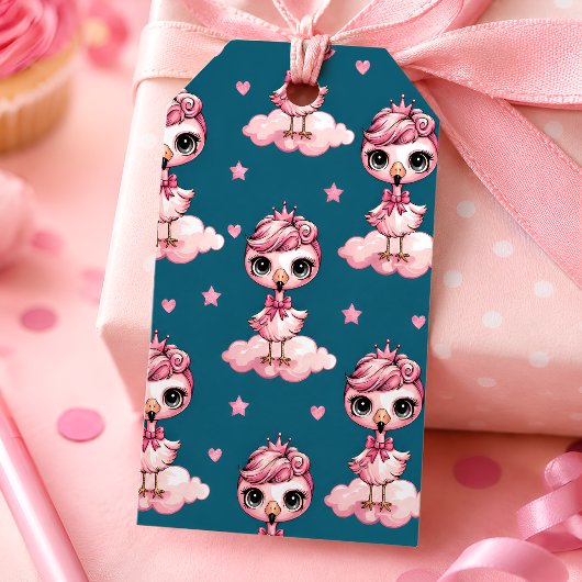 Meisje Flamingo Thema Cadeaulabel