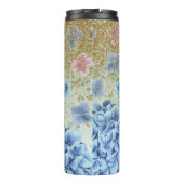 *~* Meisje Floral Blue Pink Hydrangea Glitter Thermosbeker (Achterkant)