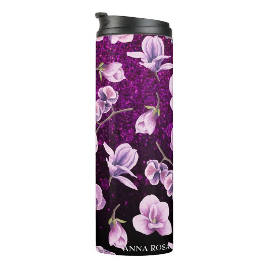 *~* Meisje Floral Glitter Confetti Thermal Tumbler Thermosbeker (Geroteerd rechts)