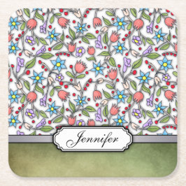Meisje Floral Pattern: Kartonnen Onderzetters