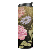 *~* Meisje Floral Roses Blue Daisy Glitter Thermosbeker (Gedraaid links)