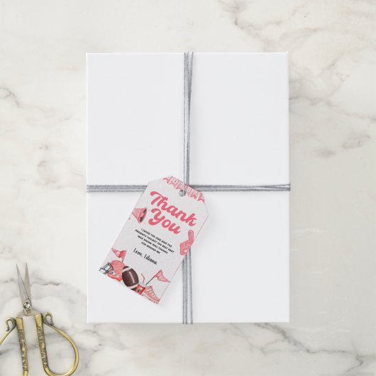 Meisje Football Eerste verjaardag Dank je Label Cadeaulabel (Met Touw)