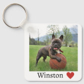 Meisje Foto en Naam Hond Franse Bulldog Sleutelhanger (Voorkant)
