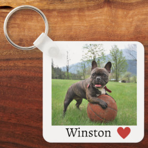 Meisje Foto en Naam Hond Franse Bulldog Sleutelhanger