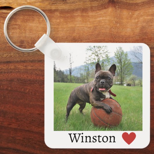 Meisje Foto en Naam Hond Franse Bulldog Sleutelhanger (Voorkant)
