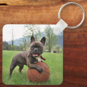 Meisje Foto en Naam Hond Franse Bulldog Sleutelhanger (Achterkant)