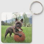 Meisje Foto en Naam Hond Franse Bulldog Sleutelhanger (Achterkant)