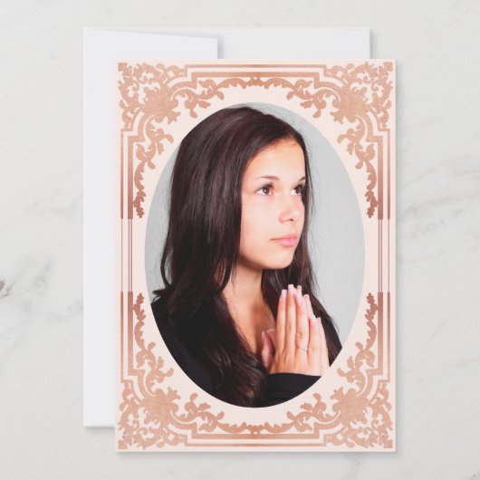 Meisje Fotobevestiging Roze Roos Goud Elegant Kaart (Achterkant)