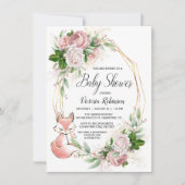 Meisje Fox Waterverf Bloemen Baby shower Kaart (Voorkant)