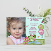 Meisje Froggy/FROG verjaardagsuitnodiging (foto-vi Kaart (Staand voorkant)