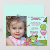 Meisje Froggy/FROG verjaardagsuitnodiging (foto-vi Kaart (Voorkant / Achterkant)