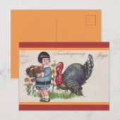  Meisje Fruit Basket Turkije Thanksgiving Briefkaart (Voorkant / Achterkant)