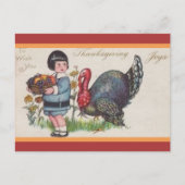 Meisje Fruit Basket Turkije Thanksgiving Briefkaart (Voorkant)