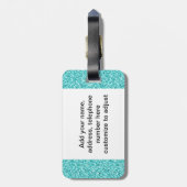 Meisje, Fun Aqua Blue Glitter Gedrukt Bagagelabel (Achterkant verticaal)
