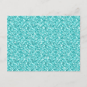 Meisje, Fun Aqua Blue Glitter Gedrukt Briefkaart