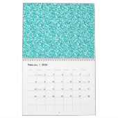 Meisje, Fun Aqua Blue Glitter Gedrukt Kalender (Feb 2026)