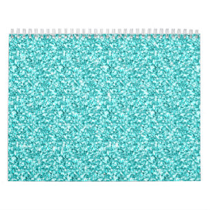 Meisje, Fun Aqua Blue Glitter Gedrukt Kalender